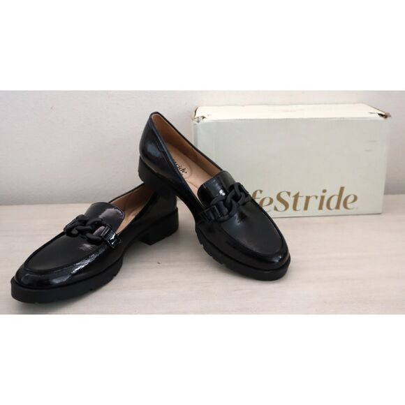 LifeStride I9420S1002 Women's Sz 7.5M Black Patent Leather London 2 Loafers - Picture 1 of 12